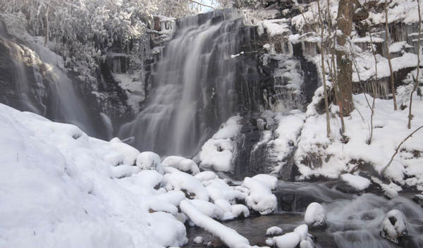 Soco Falls NC in Snow