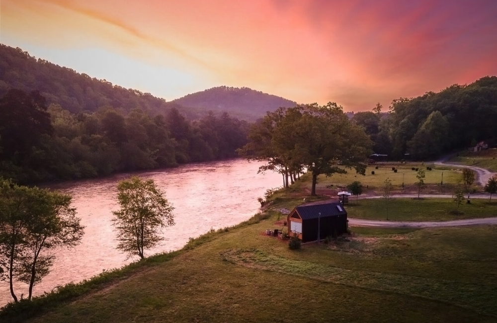 Asheville River Cabins sunset