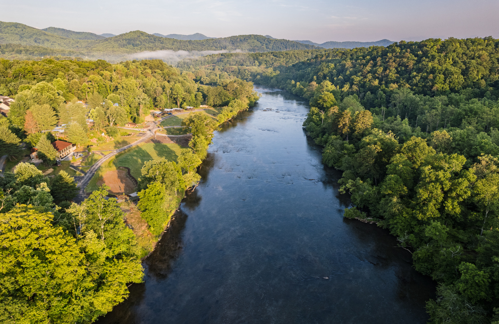 Asheville River Cabins aerial view