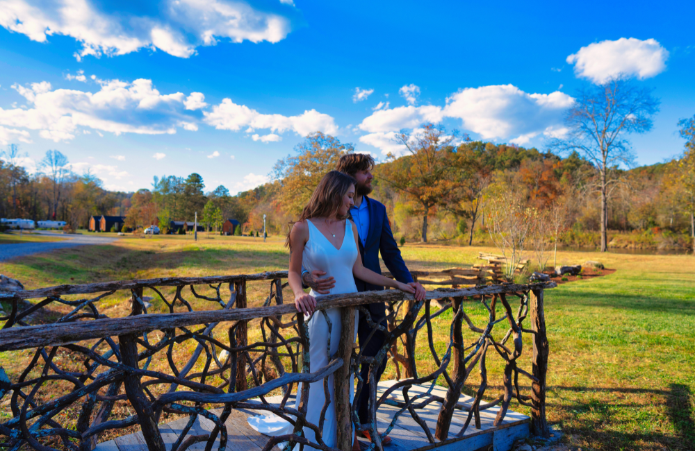 Asheville River Cabins wedding bridge