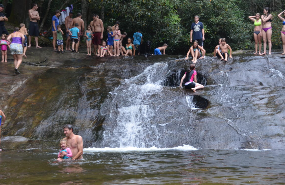 Cashiers has a Sliding Rock area and swimming