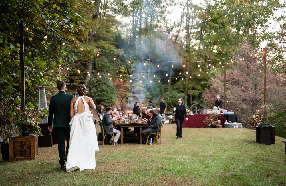 Wedding couple joining after party at Outland Great Smoky Mountains Chalet & Suites