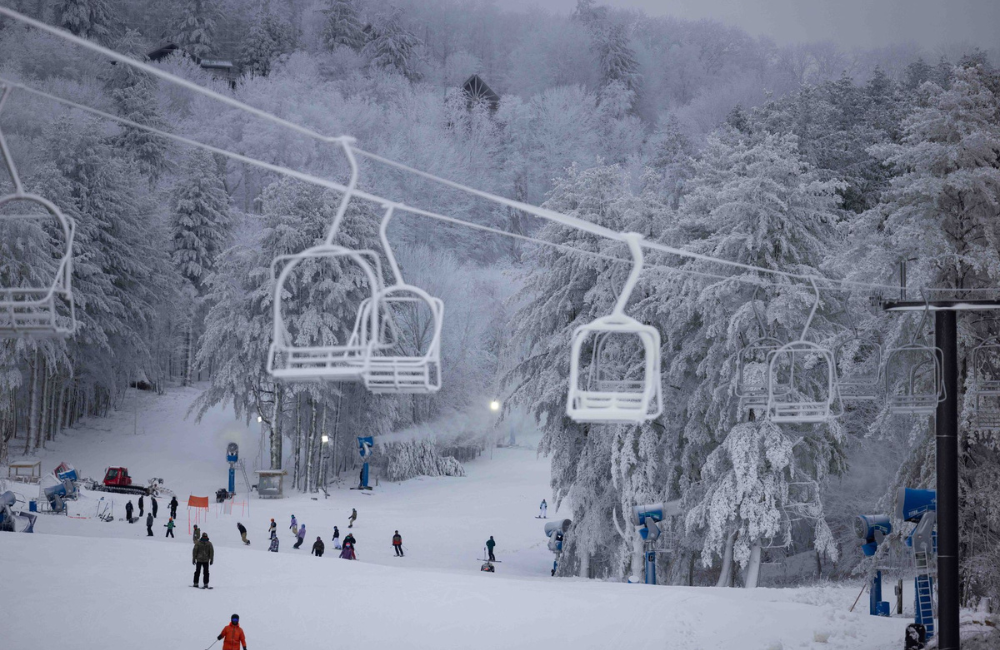 Snowy day at Hatley Pointe Mountain Resort