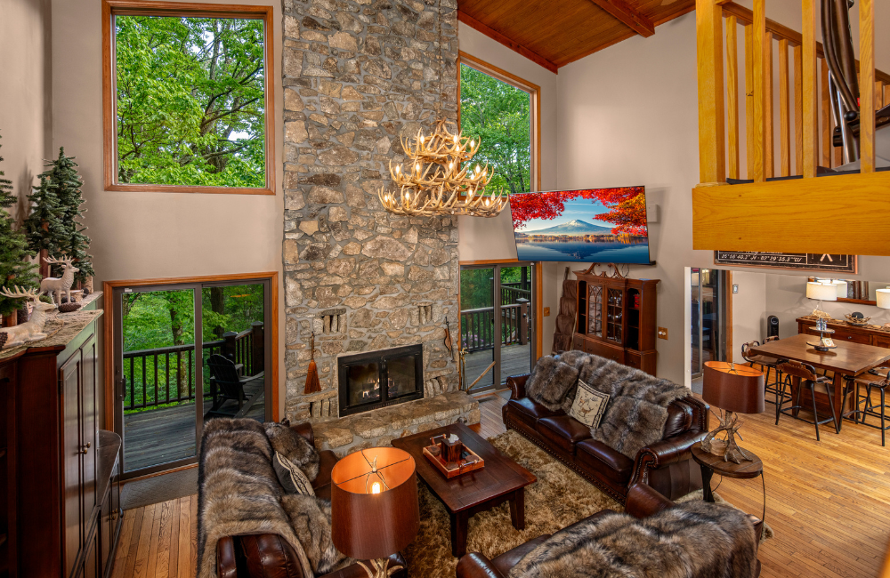 Interior of a large lodge style home