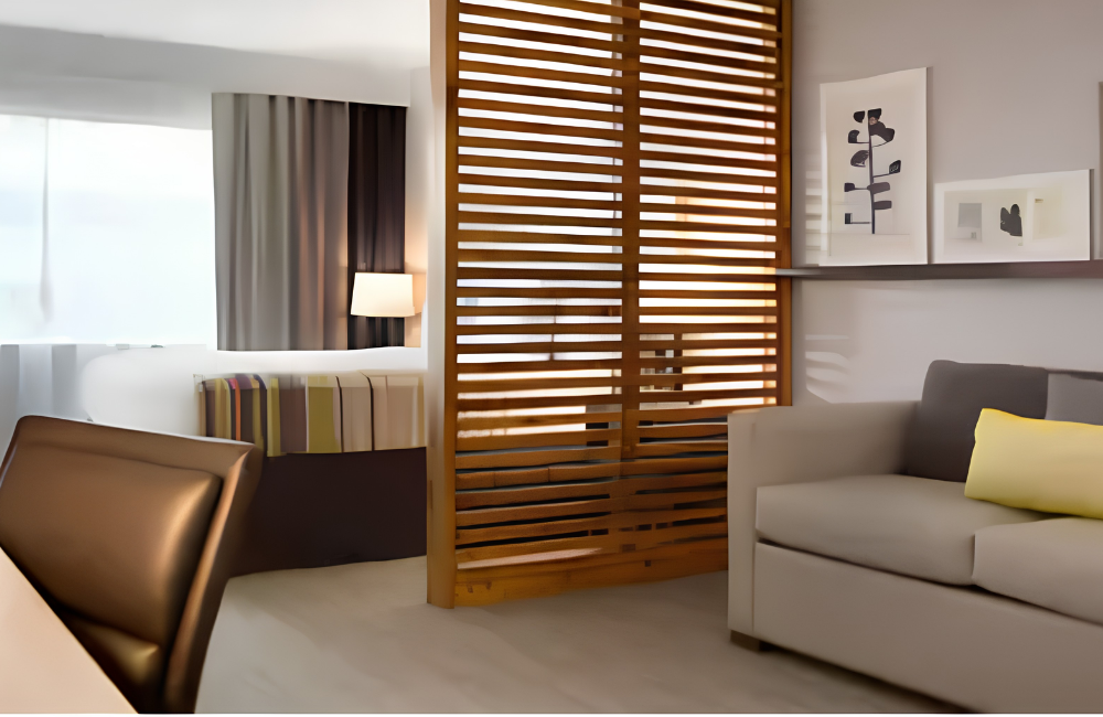 Interior of comfortable and bright hotel room at Country Inn and Suites Asheville