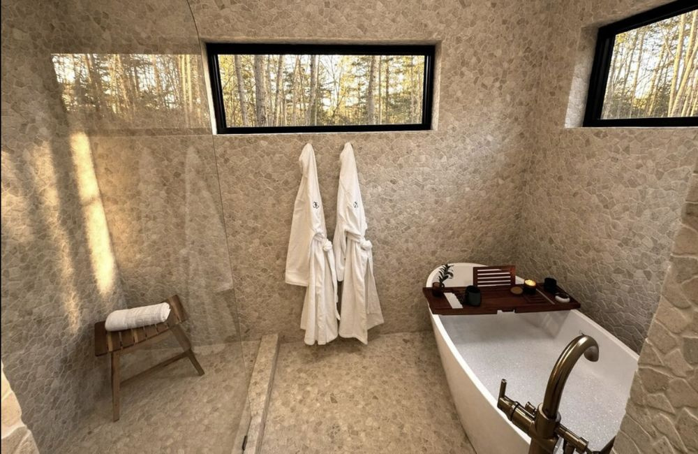 luxury bathroom at Orchard’s Edge Luxury Mountain Retreat