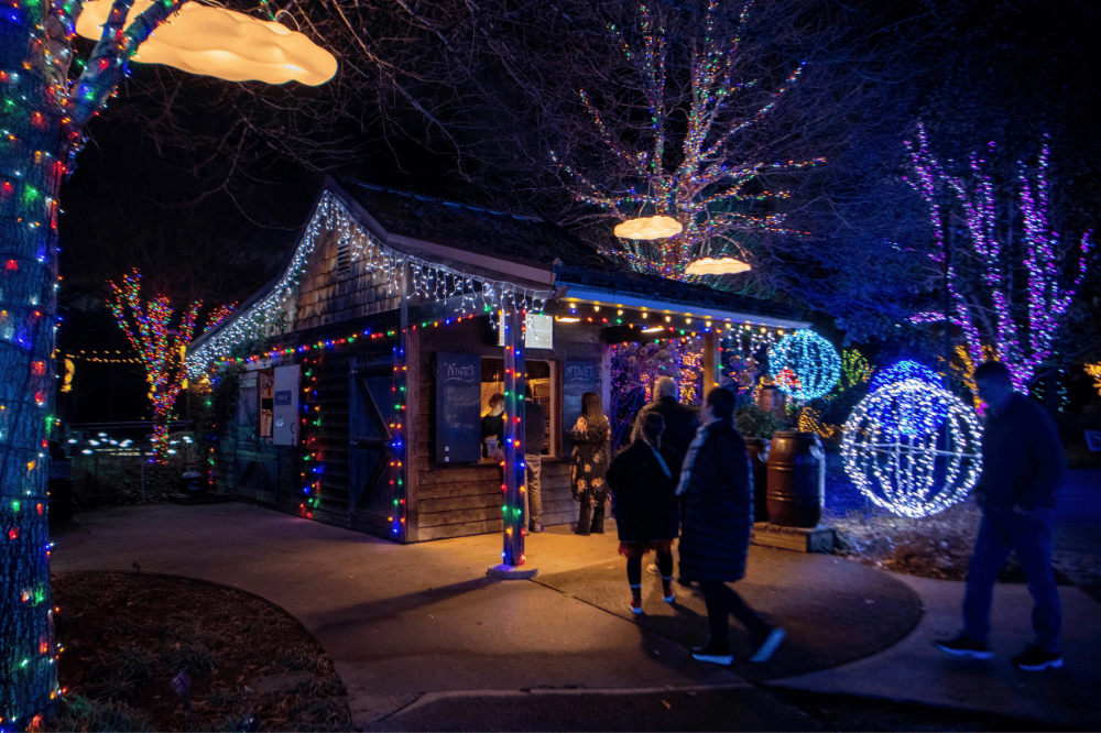 Snack shack covered with lights at Winter Lights