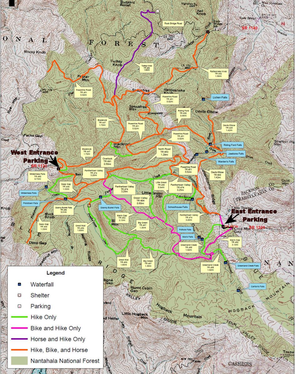 Panthertown Valley Trail Map