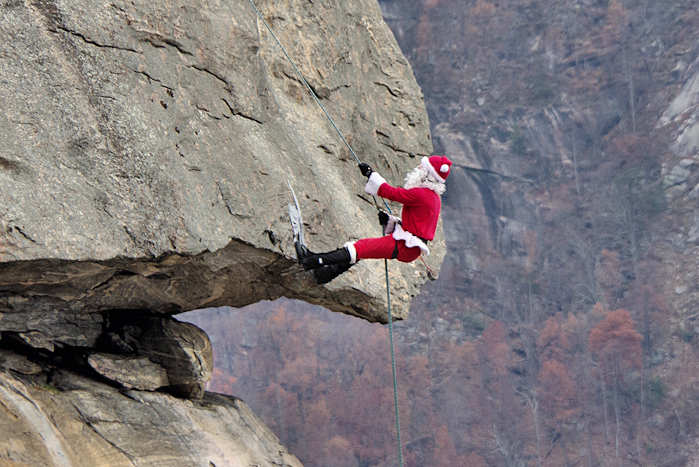 Santa on Chimney Rock