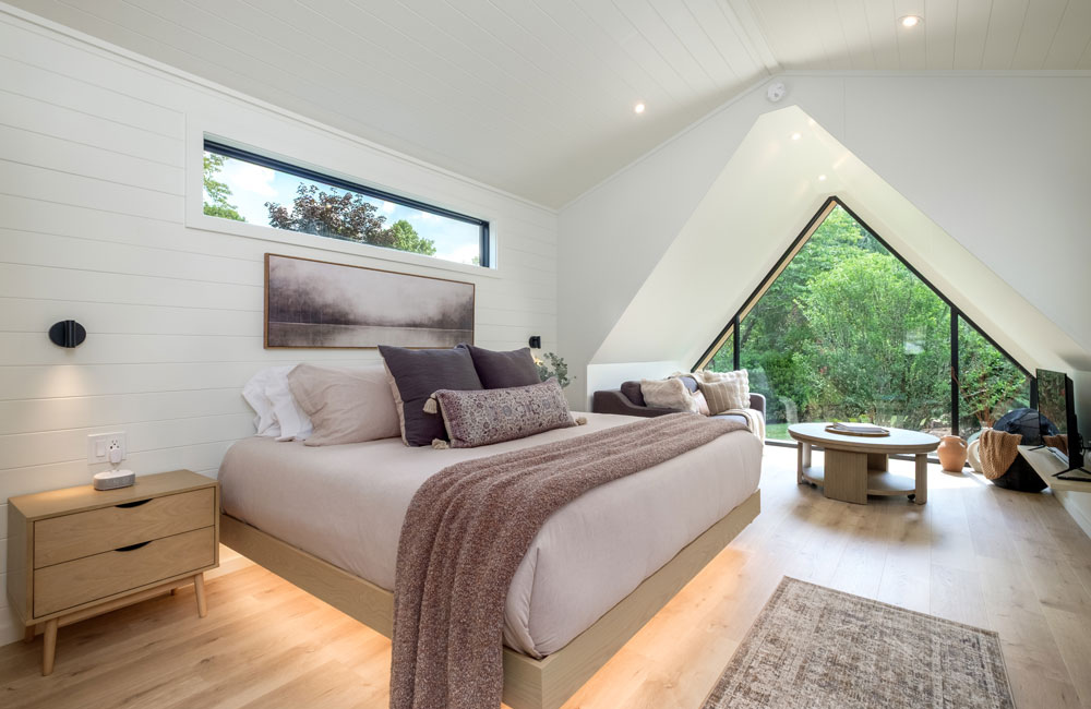 Interior of luxurious cabin at Valley Bear Farms in Brevard NC