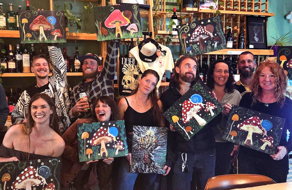 Cork-and-Craft-Asheville-hosted-this-mushroom-painting-party