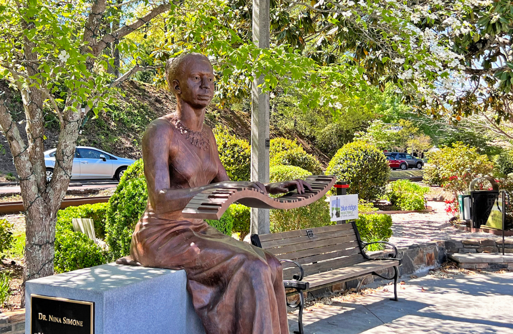 Sculpture of Nina Simone in downtown Tryons NC
