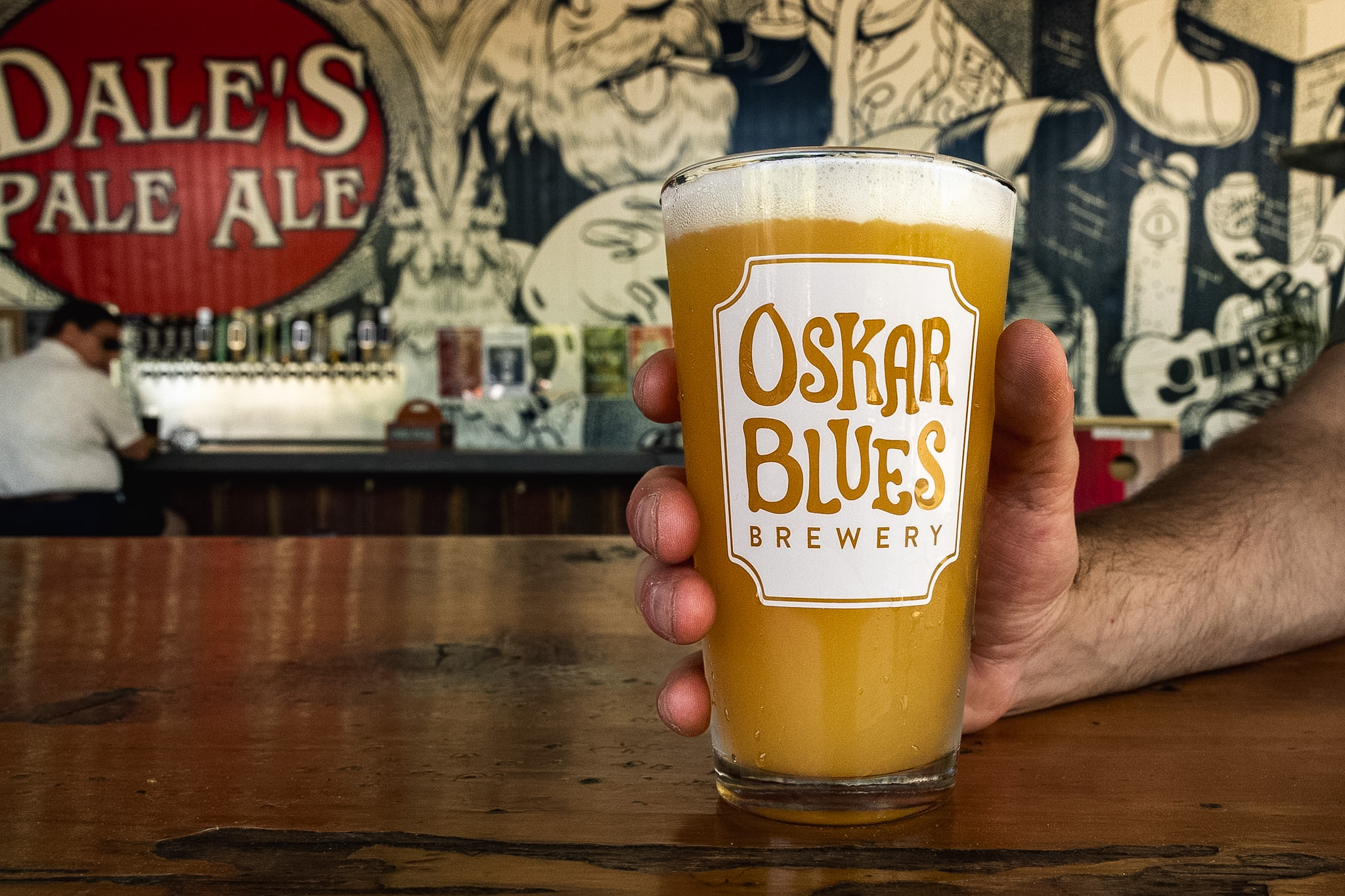 A pint of pale ale at Oscar Blues Brewing