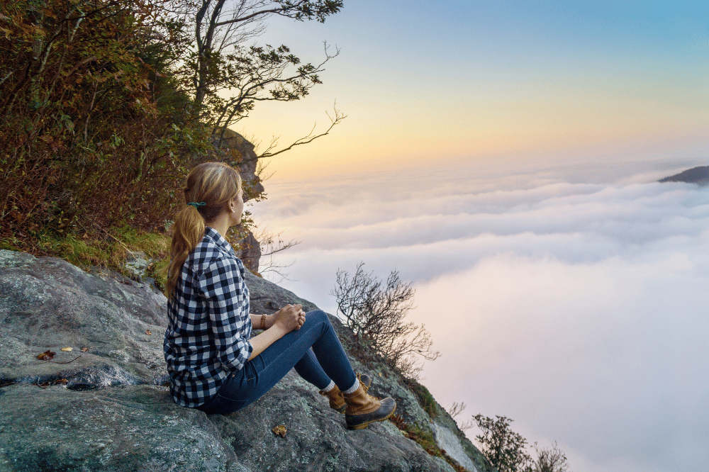 View above the mist at Whiteside Mountain in Jackson County NC