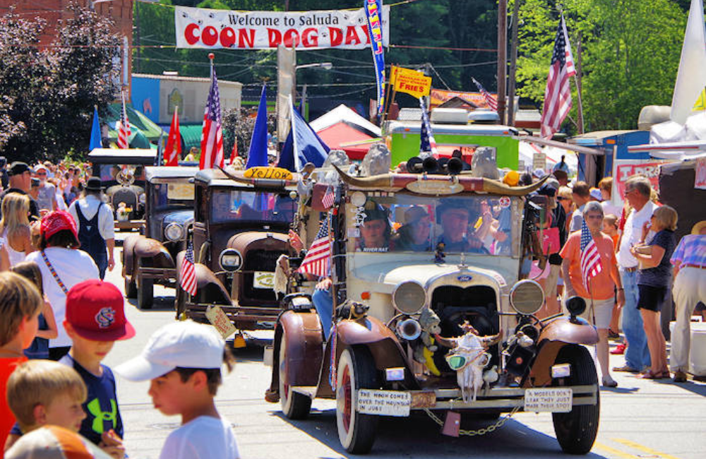 Parade at the Coon Dog Day Festival in Saluda, NC