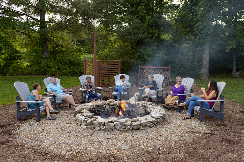 Group gathered around a fire pit