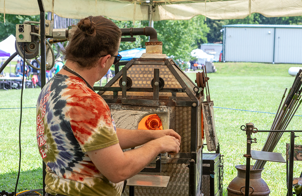 glassblowing demonstration at the Flame Azalea Festival