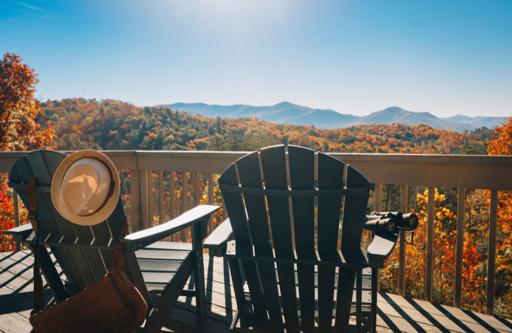 Stunning view from the deck at 3 Little Bears Retreat in Bryson City NC