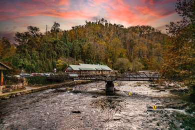 Sunset over the Nantahala River at the NOC