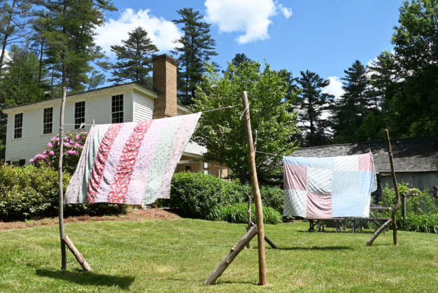 Airing of the Quilts outdoors in the breeze in Cashiers