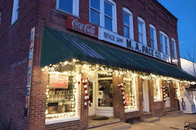 Hometown Christmas, Saluda Storefront with lights at Hometown Christmas, Saluda