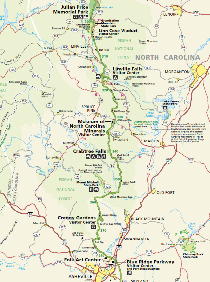 Blue Ridge Parkway Map, NC