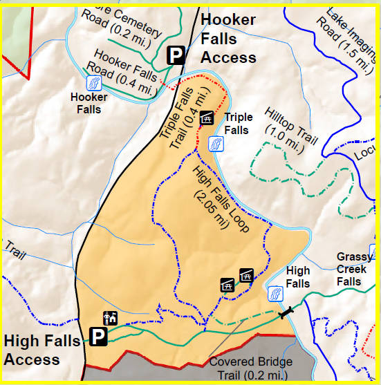 DuPont Forest Waterfalls Trail Map