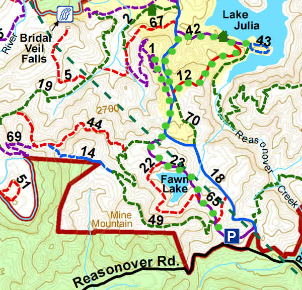 DuPont State Forest Hiking Map