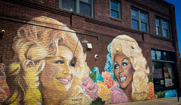 Dolly Parton Ru Paul Mural Asheville